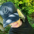 Black 5 Panel Cap with White Thread D&H Icon, modelled by Ash